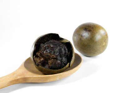 arhat fruit,Siraitia grosvenorii on white backgroundの写真素材