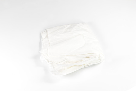 crumpled tissue paper on white backgroundの写真素材