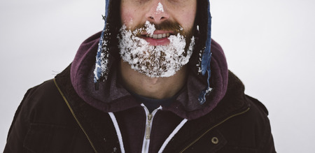 Frozen snow on the beard.の写真素材