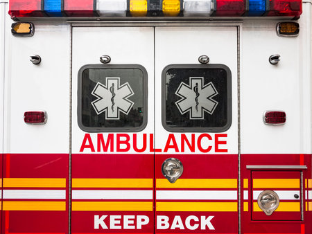 Close up of ambulance back front detail