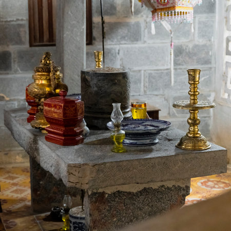Buddhist altar in the templeの写真素材
