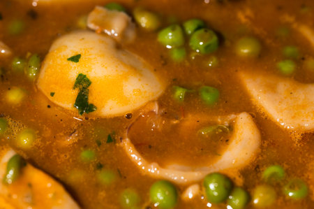 Pea and cuttlefish squid soup