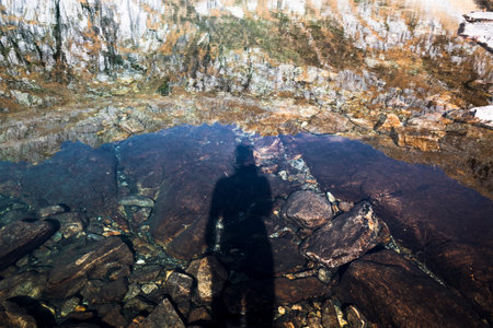 Shadow man on the water