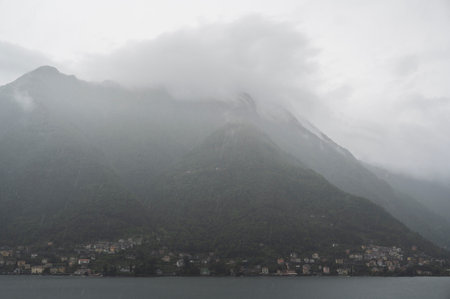 Hard rain on the lakeの写真素材