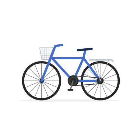 Bike isolated on white background. Vector illustration of urban bicycle with basket, ecological transport for sport and health. Flat styleのイラスト素材