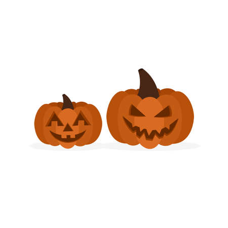 Halloween pumpkins isolated on white background. Vector illustrationのイラスト素材