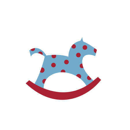 Rocking horse on white background. Cute toy horse in red dots. Baby shower design element. Vector illustrationのイラスト素材