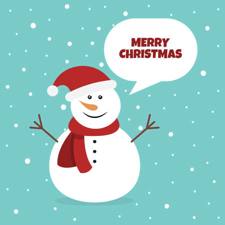 Christmas card with snowman. Vector illustration. Flat designのイラスト素材