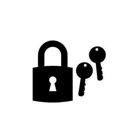 Lock and keys in flat style. Vector illustration isolated on whiteのイラスト素材
