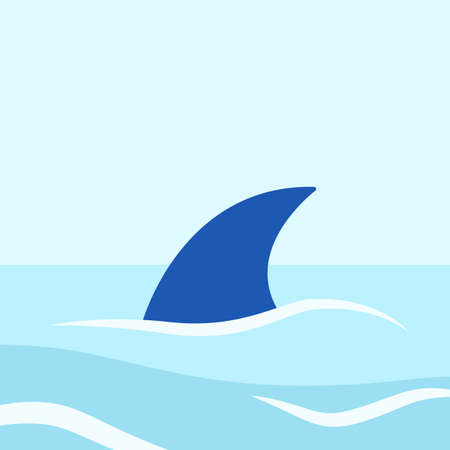 Shark fin above water. Vector illustration. Flat styleのイラスト素材