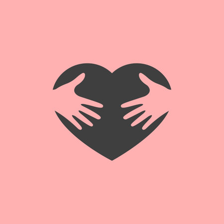 Heart in the hands isolated on background. Symbol of kindness and charity, love. Vector illustration in flat styleのイラスト素材
