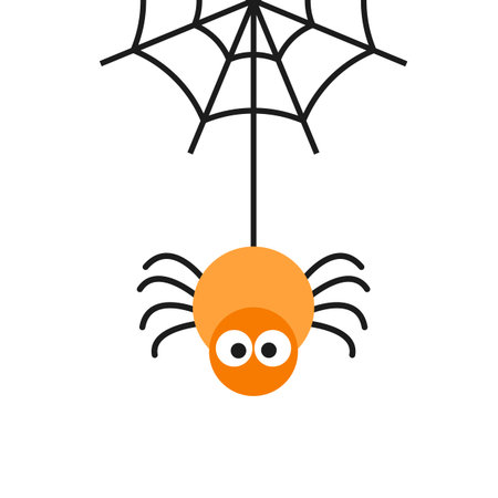 Halloween spider on white and spider web vector illustrationのイラスト素材