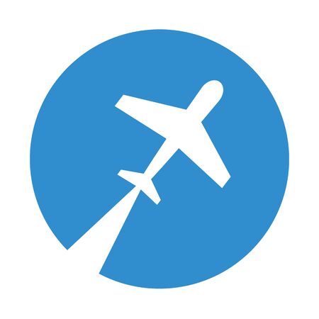 Airplane trendy icon. Plane on a blue circle. Flat style vector illustration.のイラスト素材