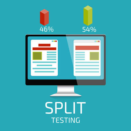 A-B comparison. Split testing. Concept with desktop computer vector illustrationのイラスト素材