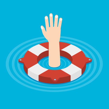 lifebouy icon isometric with handのイラスト素材