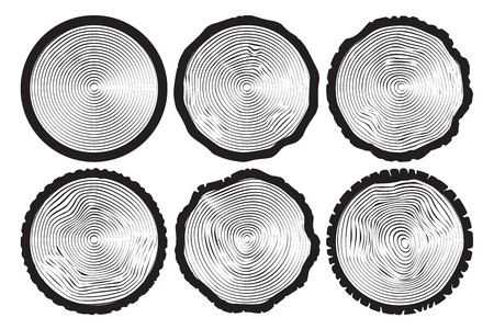 Tree rings background. Annual tree set. Set of sixのイラスト素材