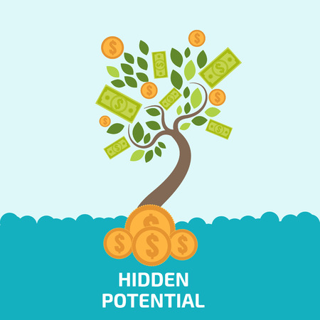 Hidden potential concept. New business model. New business project start up. Money Tree vector.のイラスト素材