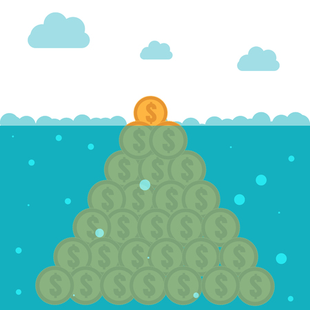 Hidden potential concept. Iceberg of the coinsのイラスト素材