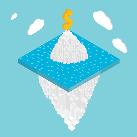 Iceberg financial concept. Hidden potential concept.  Iceberg of the coinsのイラスト素材