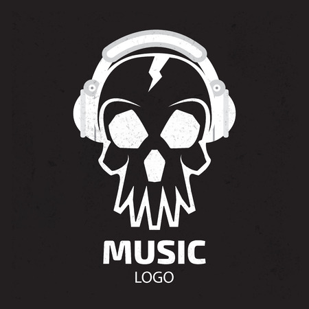 Music skull logoのイラスト素材