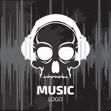 Music skull logoのイラスト素材