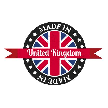 Made in U.K badge with United Kingdom flag symbolのイラスト素材