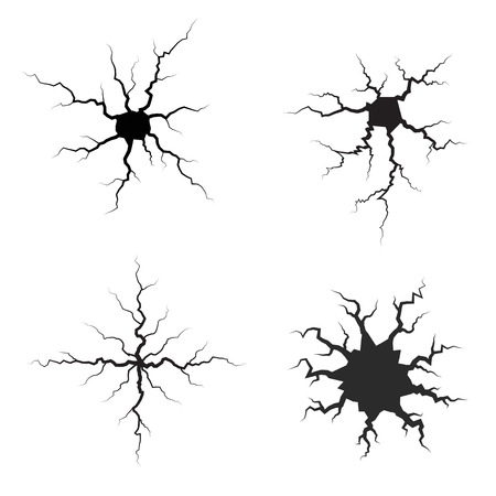 Earth Crack vector set. Crack Silhouettes Isolated set.のイラスト素材