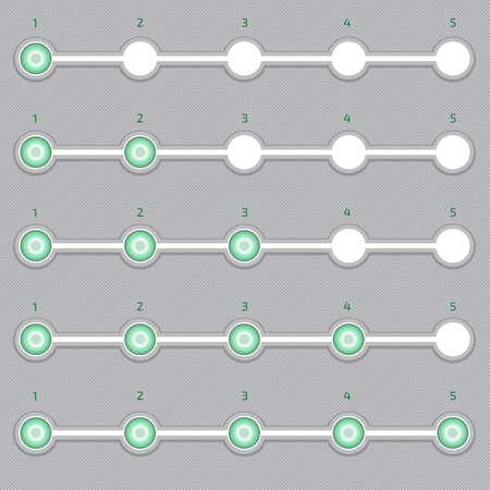 Progress indicator.Set of step by step progress bar. Positive and Negative Feedback indicatorのイラスト素材
