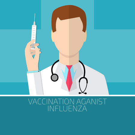 Vaccination against influenza doctor with syringe twoのイラスト素材