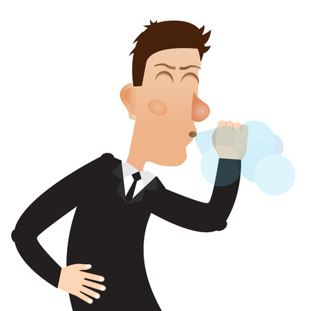 Coughing man. Man sneezesのイラスト素材