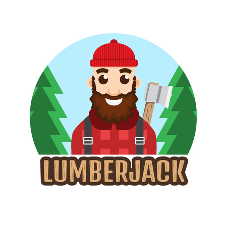 Lumberjack or Woodcutter logo.のイラスト素材