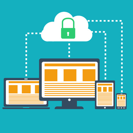 Protection against hacker concept. Vector illustrationのイラスト素材