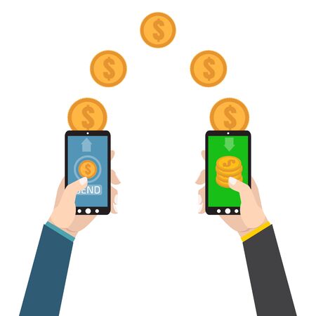 Sending and receiving money. Send money wireless .のイラスト素材