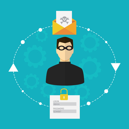 Protection against hacker concept. Vector illustrationのイラスト素材