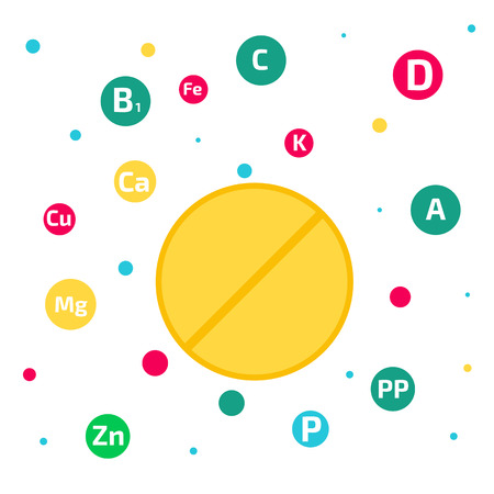 Vitamins and minerals backgroundのイラスト素材
