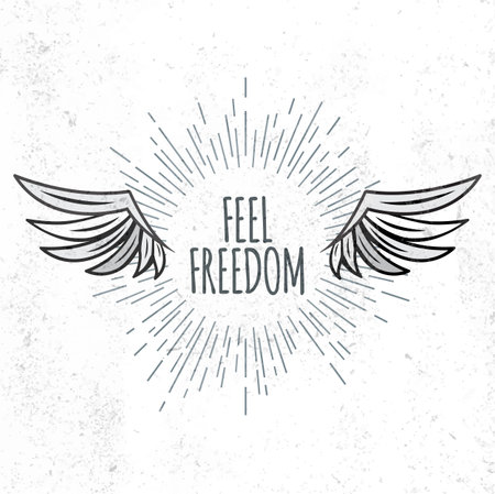 Feel Freedom letteringのイラスト素材