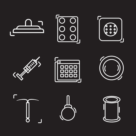 contraception methods line iconのイラスト素材
