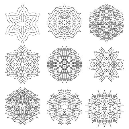 geometrical flower mehendi mandalaのイラスト素材