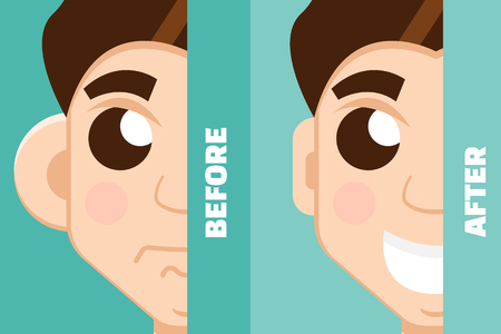 Plastic surgery man,  otoplastyのイラスト素材