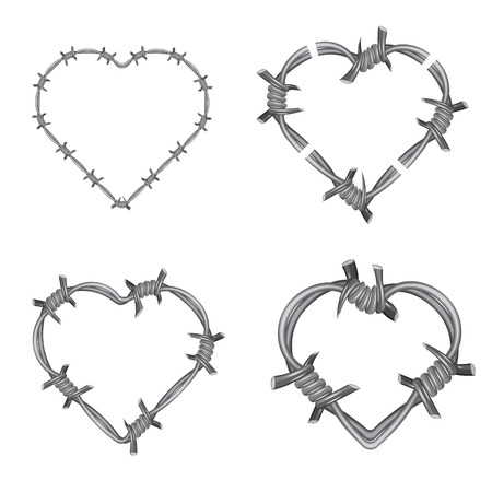 Frame heart barbed wire setのイラスト素材