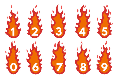 Flaming Number icons set.のイラスト素材