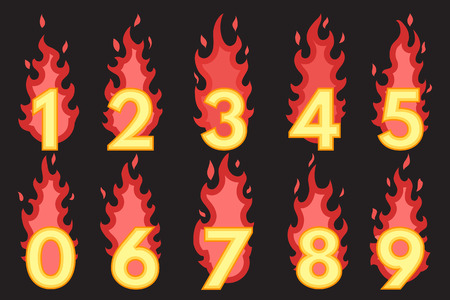 Flaming Number icons set.のイラスト素材