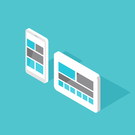Responsive pc. Flat design modern vector illustration. SEO optimization,web analytics, programming process  elements.のイラスト素材