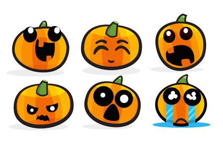 Pumpkin emotions set for Halloweenのイラスト素材