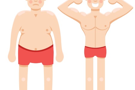 Before and after weight loss halfのイラスト素材