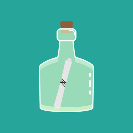 bottle with note stroke iconのイラスト素材