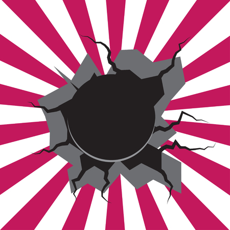 Boom star bursting. Comic Book Hole or explosion.のイラスト素材