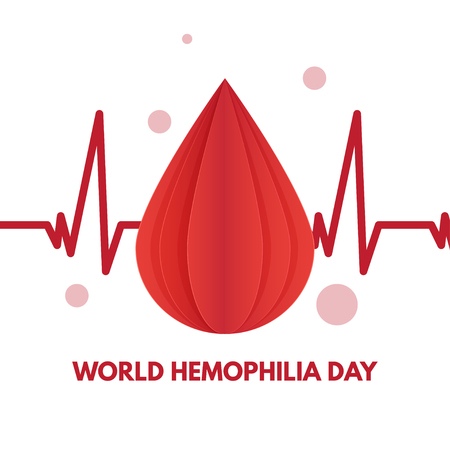 World Hemophilia Day. Cardiogram and blood dropsのイラスト素材