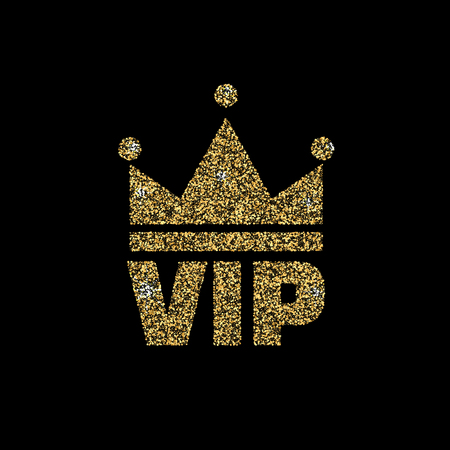 VIP club logo with gold glitter. Vector illustrationのイラスト素材