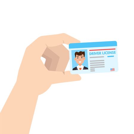 Hand holding Car driver license or id cadr. Vector illustrationのイラスト素材